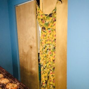 Front tie tropical jumpsuit